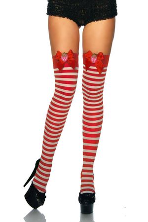 Strumpfhosen Strapsen Strümpfe weiss/rotErdbeeren *NEU*