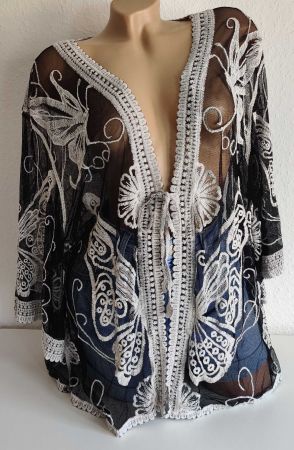 Spitzenjacke Cardigan neu zum Binden EG 40-48 AA 63-70 cm SW