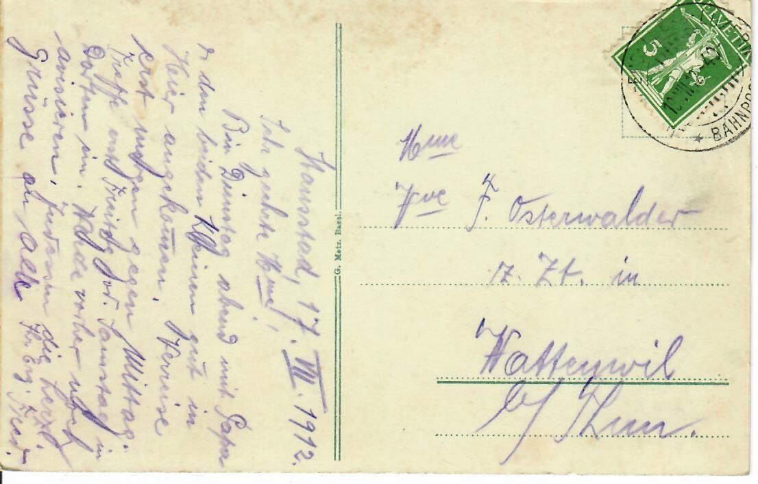 Ansichtskarten: Stansstad 1912 – Gebraucht aus Hochdorf von Ziegel-16 1