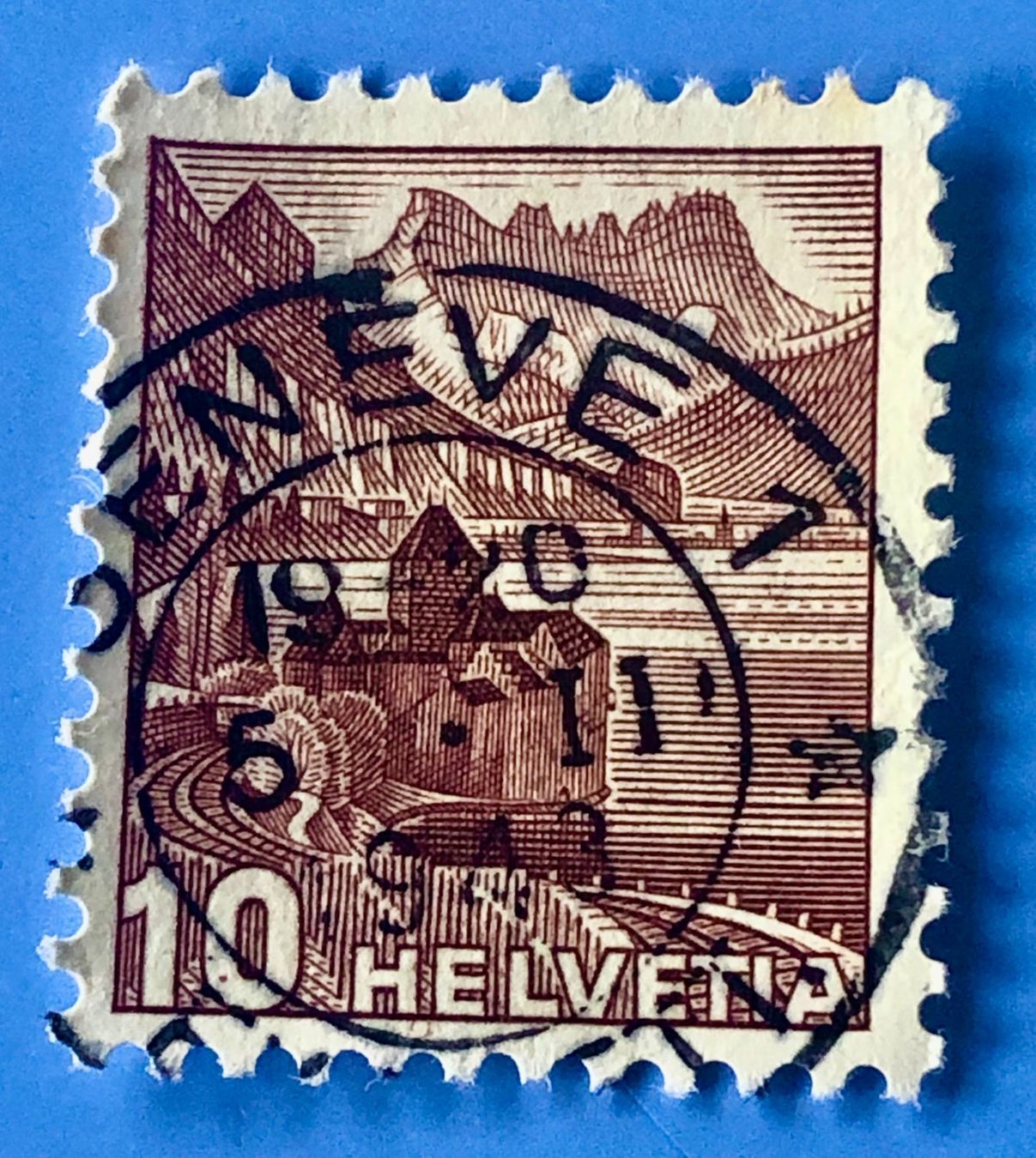 Tutti i francobolli: Landschaftsbilder Stempel Geneve – Usato da Aarau venduto da Billa007
