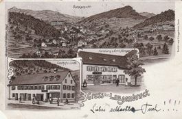 Langenbruck-Gasthof Linde,Handlung E.Hänger-Litho 1905