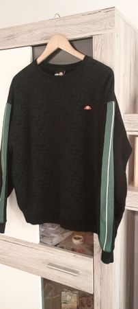 Ellesse Pullover schwarz mit grünen Streifen