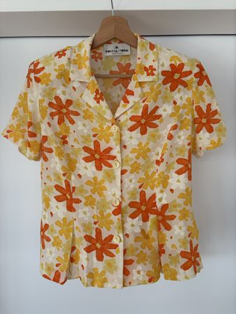 Vintage Bluse, Seide, Blumenmuster
