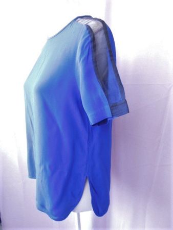 Gr. 38 ZARA Oberteil blau schwarz  Brust 50cm Länge 60/63cm