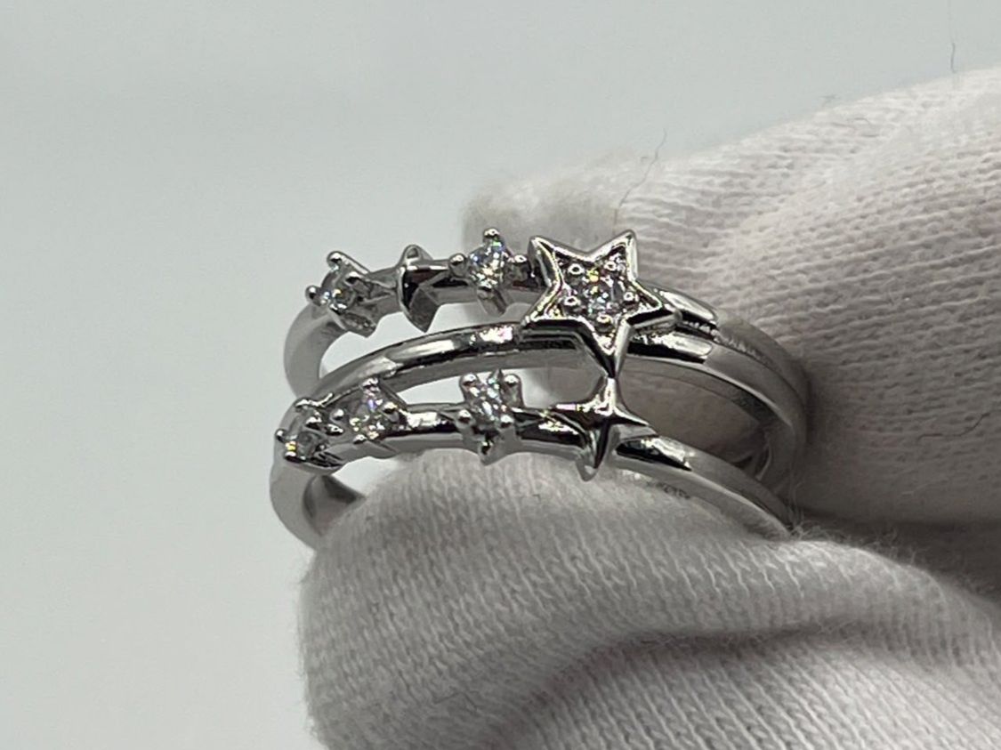 Anelli: Bague double rang étoiles strass en Argent 925 – Usato da Praz (Vully) venduto da VVSWISS