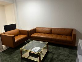 Elegantes Leder-Sofa & Sessel Set Cognac - TOP Zustand! 🛋️