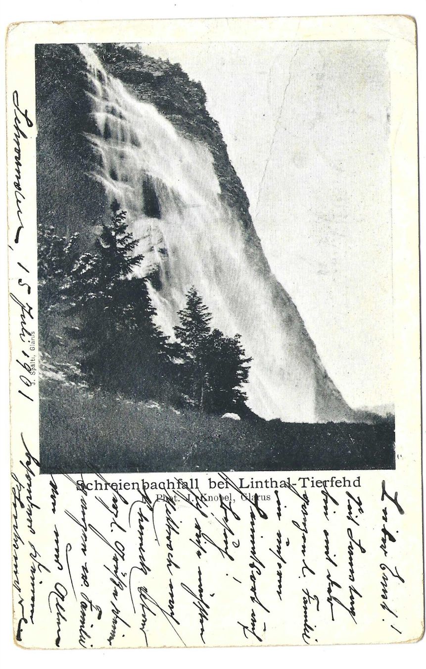Ansichtskarten: Lindthal, Schreienbachfall – Gebraucht aus Wildhaus von Brunphil