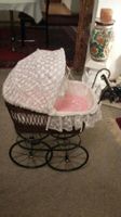 Antik Korb baby wageli mit dantell dach