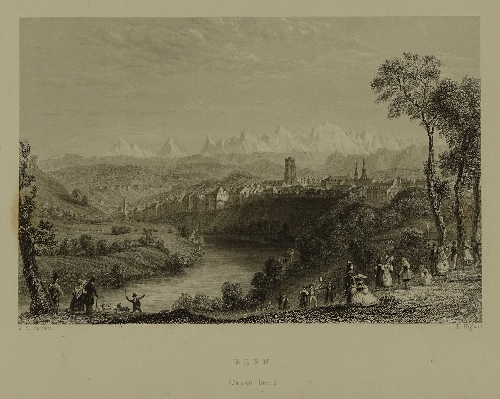 Incisioni: BERN, STAHLSTICH NACH BARTLETT 1836 – Usato da Grüningen venduto da Kartensammler 1