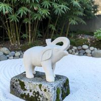 Marmor Elefant Skulptur Steinfigur erhobener Rüssel - Glück