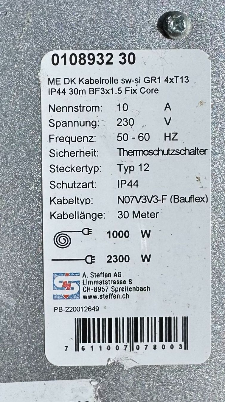 Cavi: Kabelrolle 4xT13 30 Meter "Fix Core" baustellentauglich – Usato da Pfeffingen venduto da Unufer 3