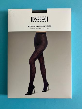 Wolford BODYLINE JACQUARD TIGHTS, Grösse L, Farbe Port Royal