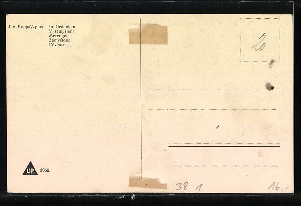 Cartoline postali: Gemälde In Gedanken von J. Koppay, Herr – Usato da Berlin venduto da bartko-reher 1