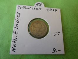 Niederländisch-Indien 1914, 1/4 Gulden  Silber