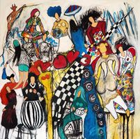 Abstraktes Gemälde, bunte Figuren - Moderne Kunst!