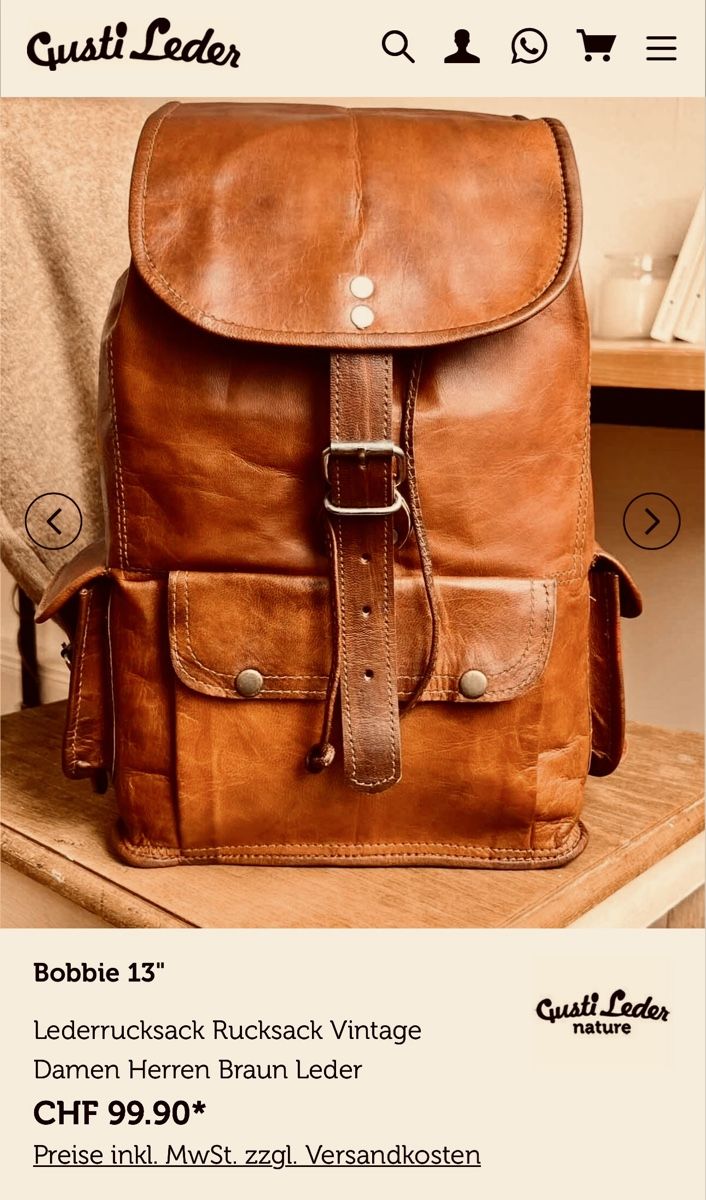 Zaini: Lederrucksack Vintage – Nuovo e nell'imballaggio originale da Zollikofen venduto da AureusManus
