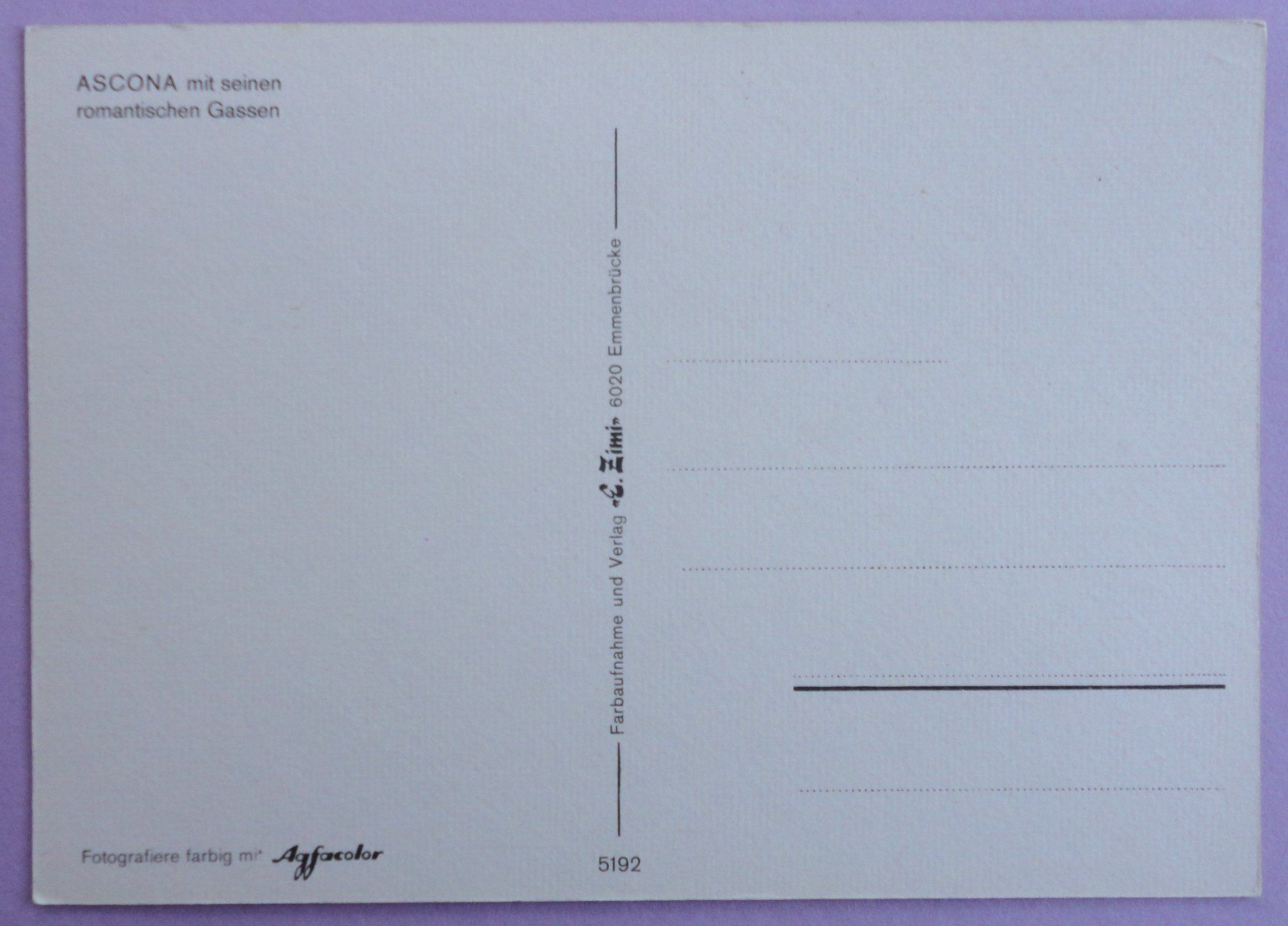 Cartoline postali: Ascona – Usato da Fétigny venduto da Billy2miny 1