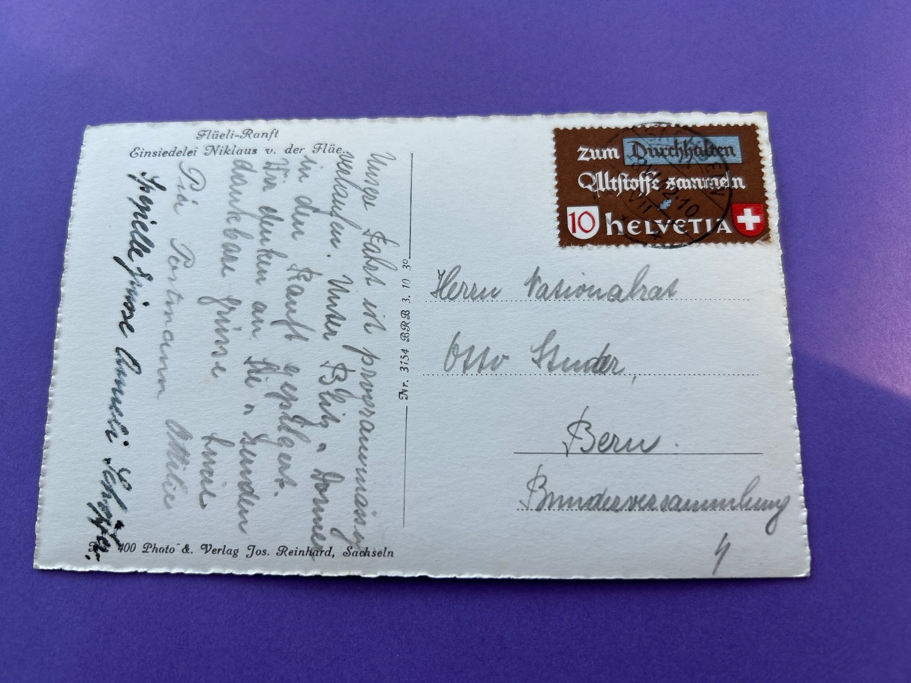 Cartoline postali: Flüeli-Ranft Einsiedlerei 1942 – Usato da Hefenhofen venduto da Bierinder 1