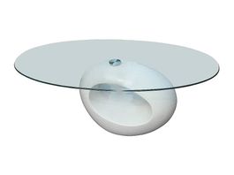Design Couchtisch oval mit Glasplatte 