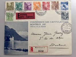 1937 Confer. d. Capitu. Montreux Satz-Brief Landschaftsbilde