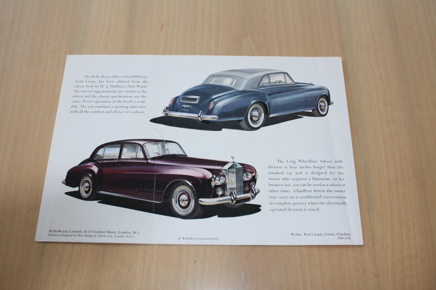 Rolls-Royce Dokumente: Rolls-Royce Silver Cloud Prospekt 1963 – Gebraucht aus Wikon von erwin400 2
