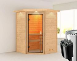 Sauna Antonia Massivholzsauna, Eckeinstieg - Gratis Versand