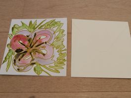 Handgemachte Karte mit Umschlag - 15 cm X 15 cm.