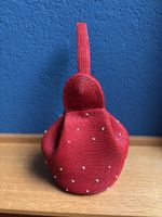 Sac retro vintage - forme aumônière rouge à pois blancs