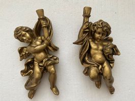 Wunderschöne goldene Engelfiguren (2 Stück) – Wanddekoration