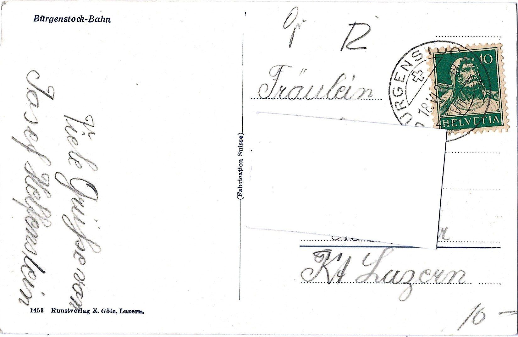 Ansichtskarten: 1458.     Bürgenstock - Bahn – Gebraucht aus Bütschwil von Jackson1A 1