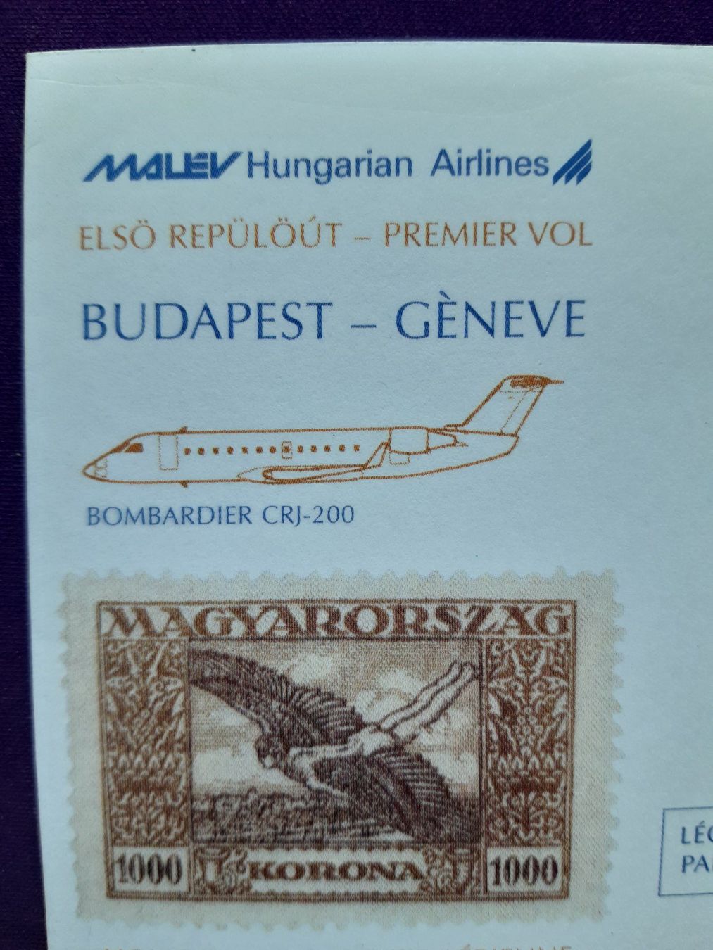 Tutti i francobolli: Erstflugbrief BUDAPEST - Genève vom 5.7.03 – Nuovo (secondo la descrizione) da Wangs venduto da weisstannen01 2