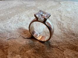 Klassiker! Ring in 925 Sterling Silber m XL Kristall Gr: 56