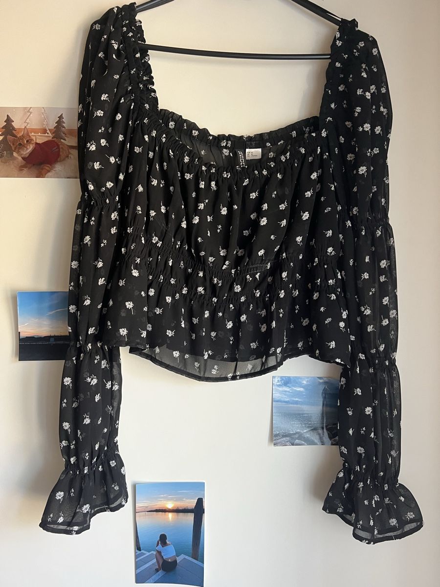 H&M Camicette: H&M Bluse, schwarz mit Blumenmuster, Grösse M - Top! – Usato da Reinach AG venduto da leo_8j25