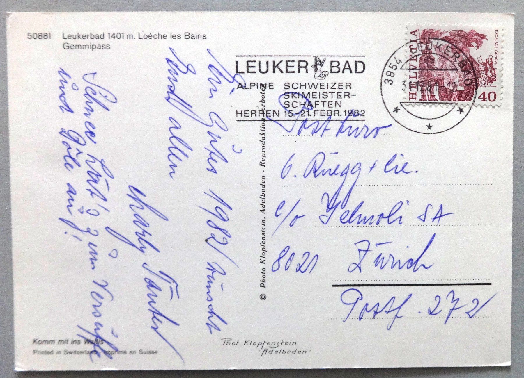 Cartes postales: Leukerbad 1401 m, Gemmipass – D'occasion à Fétigny par Billy2miny 1