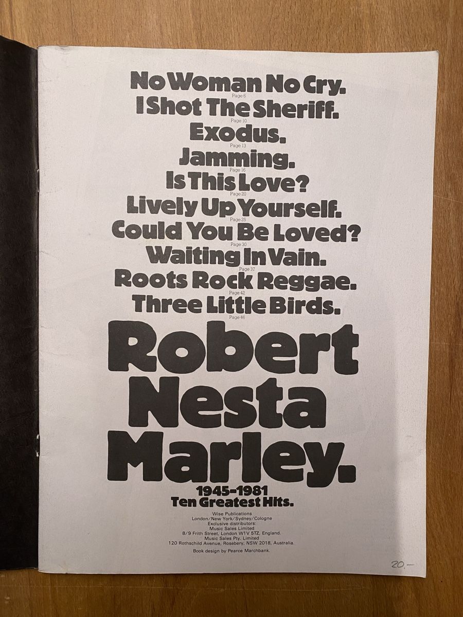 Riviste & Magazine: Bob Marley Notenheft 1981, 48 Seiten – Usato da Wohlen AG venduto da reswo01 1