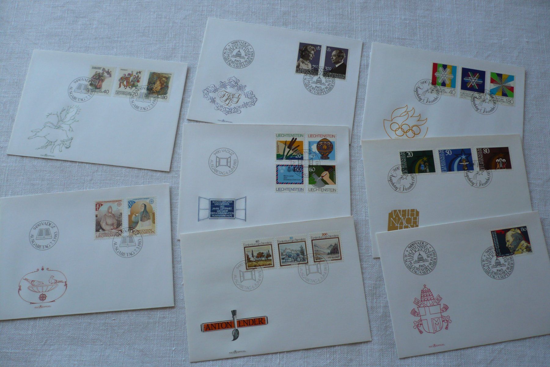 Tutti i francobolli: FL 1983 Neuausgaben 8 FDC – Usato da Zürich venduto da saltandpepper008
