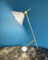 Lampe de table design Cleo, dorée et blanche