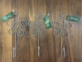 Deko Wandhaken 3er Set Drahtgitter Metal neu
