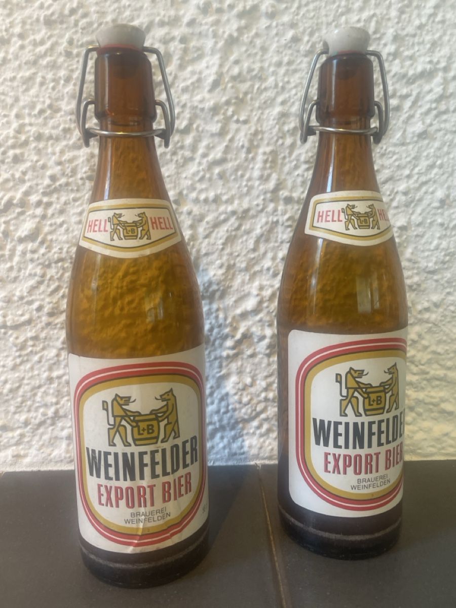 Bicchieri, Caraffe & Bottiglie: 2 Antike Bierflaschen Weinfelder Export Bier 1968 – Usato da Winterthur venduto da cheerio97 4