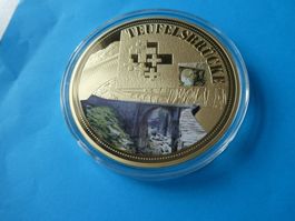 vergoldete Riesenmedaille PP 70 mm, Teufelsbrücke