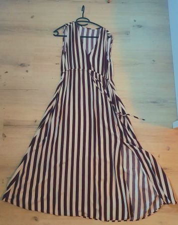 Sommerkleid, braun/weisse Streifen, midlength