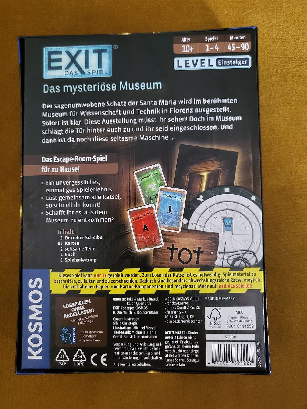 Kosmos Giochi: KOSMOS / Exit / Das mysteriöse Museum / Einsteiger  – Nuovo (secondo la descrizione) da Lömmenschwil venduto da S4BR1N4 1