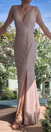 Abendkleid lang, rosa silber