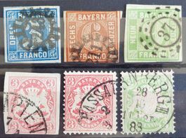 BAVIÈRE - BAYERN: 6 Gestempelte aus 1850–1881