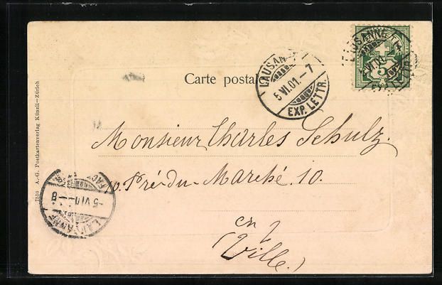 Cartoline postali: AK Lausanne, Hotel des Postes, 1901 – Usato da Berlin venduto da bartko-reher 1