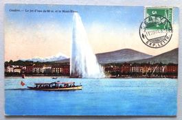 Genève - Le Jet d' eau de 90 m et le Mt-Blanc
