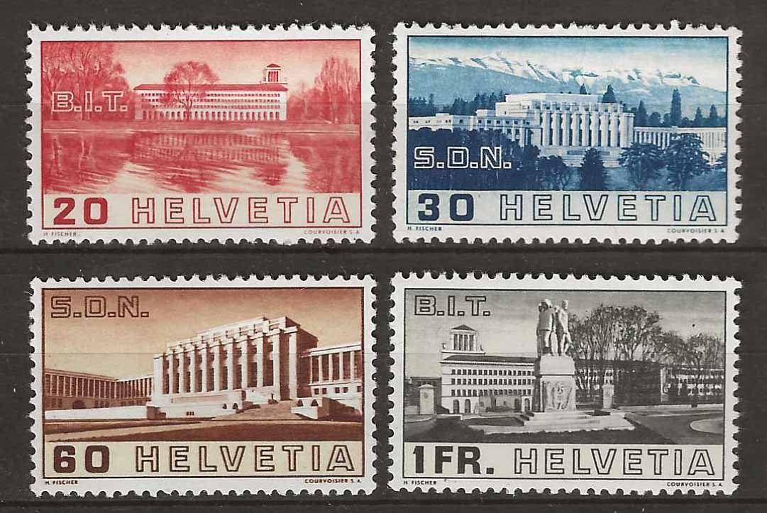 Alle Briefmarken: CH211 - Bâtiments SDN/BIT 1938 ** – Gebraucht aus Trélex von Phil_Albert