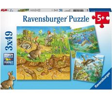 Ravensburger 3x49 Teile Puzzle Tiere in ihren Lebensräumen