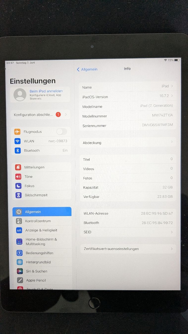 Apple Tablet PC: iPad 7 32 gb mit iOS 16 – Usato da Zürich venduto da enri23 1