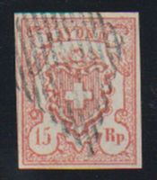 1851, Rayon 15 Rp. gr. Wertziffer, Seidenpapier 20.1.01